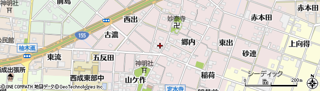 愛知県一宮市定水寺神明社裏周辺の地図