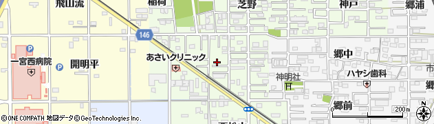 愛知県一宮市今伊勢町宮後（宮代）周辺の地図