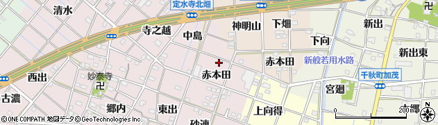 愛知県一宮市定水寺赤本田13周辺の地図