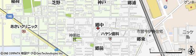 愛知県一宮市今伊勢町新神戸（郷中）周辺の地図