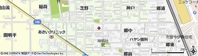 愛知県一宮市今伊勢町新神戸郷中10周辺の地図