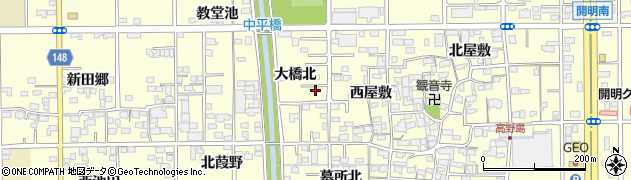 愛知県一宮市開明（大橋北）周辺の地図