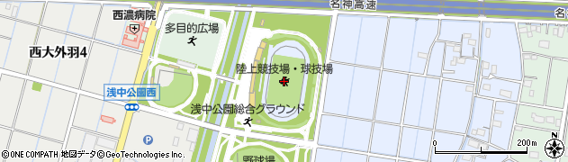 浅中公園総合グラウンド陸上競技場（アスピック）周辺の地図