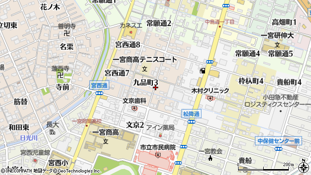〒491-0079 愛知県一宮市九品町の地図