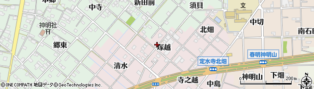 愛知県一宮市定水寺（塚越）周辺の地図