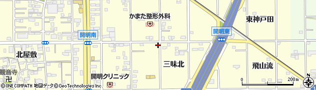 愛知県一宮市開明（三味北）周辺の地図