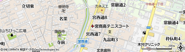 愛知県一宮市宮西通周辺の地図