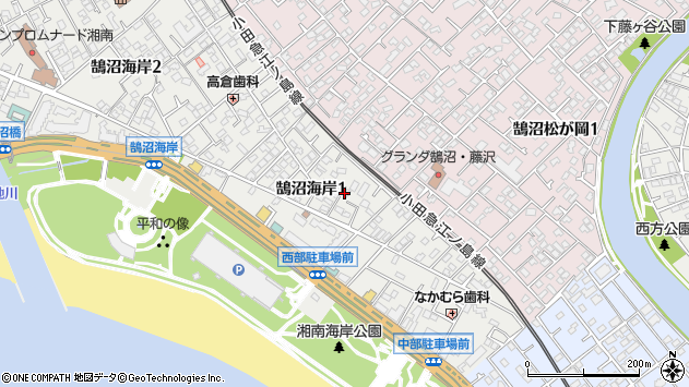 〒251-0037 神奈川県藤沢市鵠沼海岸の地図