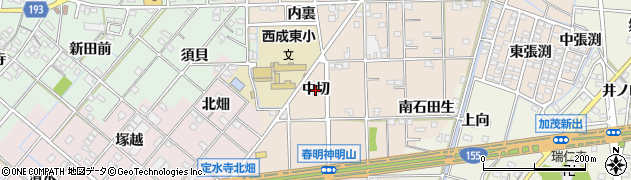 愛知県一宮市春明（中切）周辺の地図