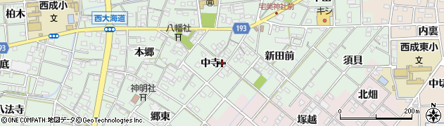 愛知県一宮市西大海道中寺周辺の地図