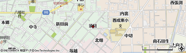 愛知県一宮市西大海道須貝周辺の地図