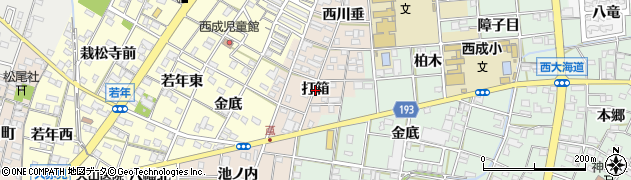 愛知県一宮市柚木颪（打箱）周辺の地図