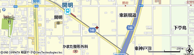 愛知県一宮市開明名古羅66周辺の地図