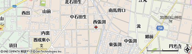愛知県一宮市春明西張渕84周辺の地図