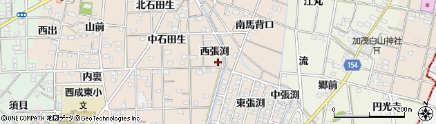愛知県一宮市春明西張渕83周辺の地図