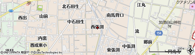 愛知県一宮市春明西張渕周辺の地図