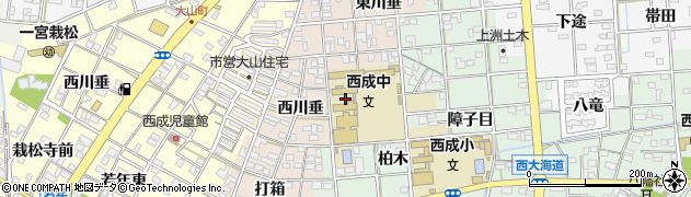 愛知県一宮市柚木颪中若年周辺の地図