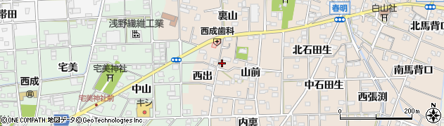 愛知県一宮市春明山前33周辺の地図