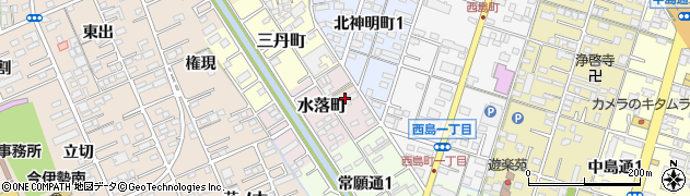 愛知県一宮市水落町周辺の地図