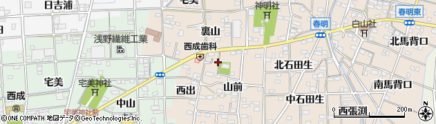 愛知県一宮市春明山前37周辺の地図