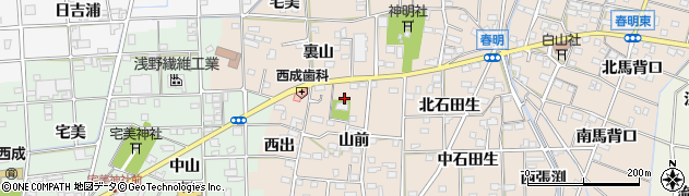 愛知県一宮市春明山前40周辺の地図