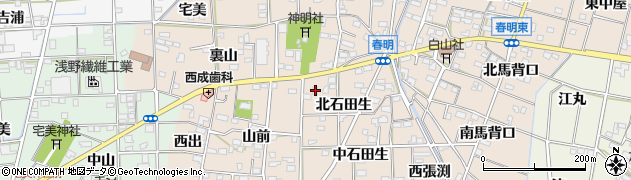 愛知県一宮市春明山前76周辺の地図