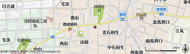 愛知県一宮市春明山前56周辺の地図