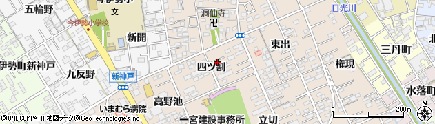 愛知県一宮市今伊勢町本神戸（四ツ割）周辺の地図