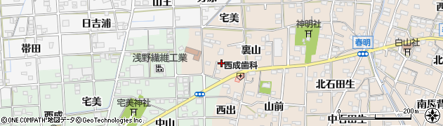愛知県一宮市春明裏山26周辺の地図