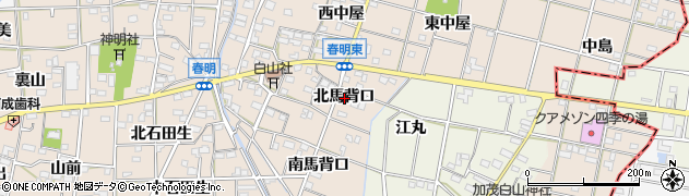 愛知県一宮市春明北馬背口周辺の地図