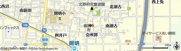 愛知県一宮市開明雲閑寺郭周辺の地図