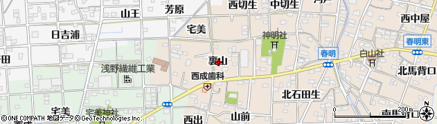 愛知県一宮市春明裏山周辺の地図