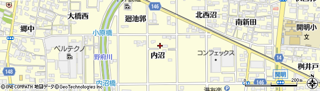 愛知県一宮市開明（内沼）周辺の地図