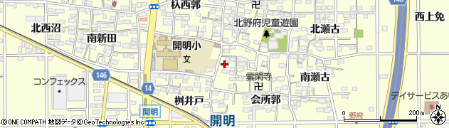 愛知県一宮市開明雲閑寺郭26周辺の地図