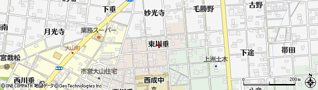 愛知県一宮市柚木颪東川垂周辺の地図