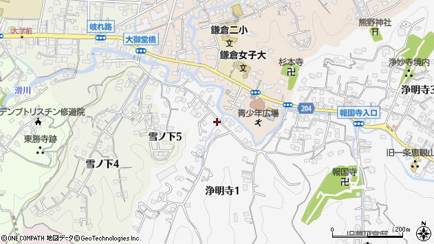 〒248-0003 神奈川県鎌倉市浄明寺の地図