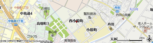 愛知県一宮市西小原町周辺の地図