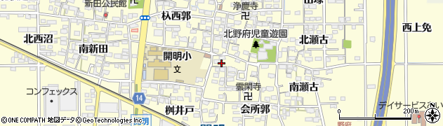 愛知県一宮市開明雲閑寺郭23周辺の地図