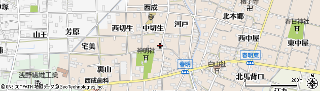 愛知県一宮市春明中切生78周辺の地図
