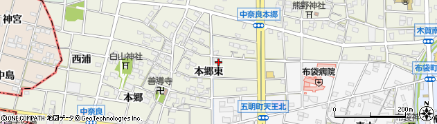 愛知県江南市中奈良町（本郷東）周辺の地図