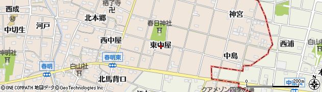 愛知県一宮市春明東中屋周辺の地図