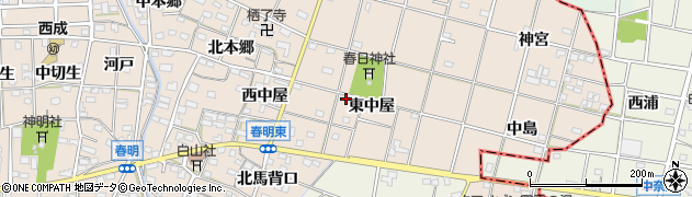 愛知県一宮市春明東中屋20周辺の地図