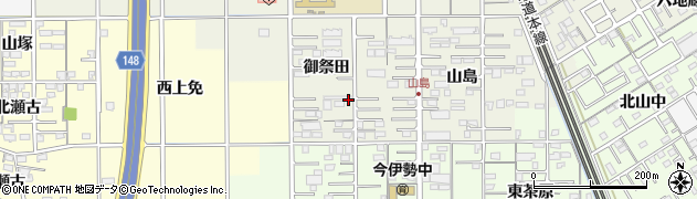 愛知県一宮市今伊勢町馬寄（御祭田）周辺の地図