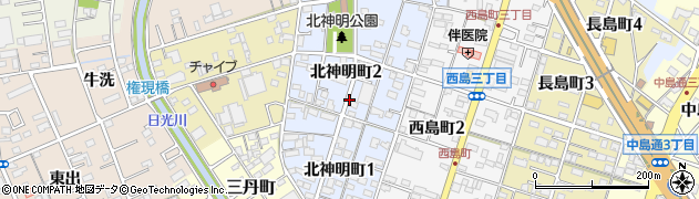 愛知県一宮市北神明町2丁目周辺の地図
