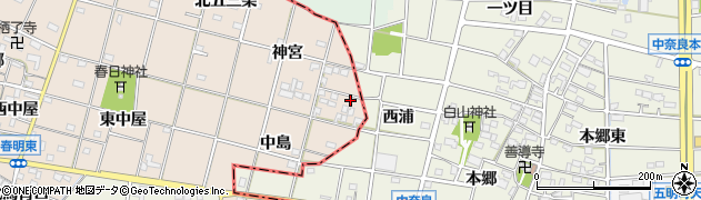 愛知県一宮市春明神宮周辺の地図