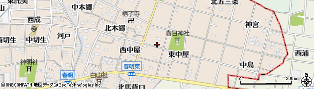 愛知県一宮市春明東中屋8周辺の地図