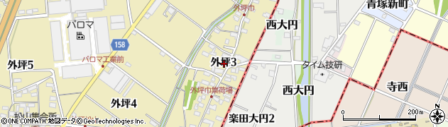愛知県丹羽郡大口町外坪3丁目周辺の地図
