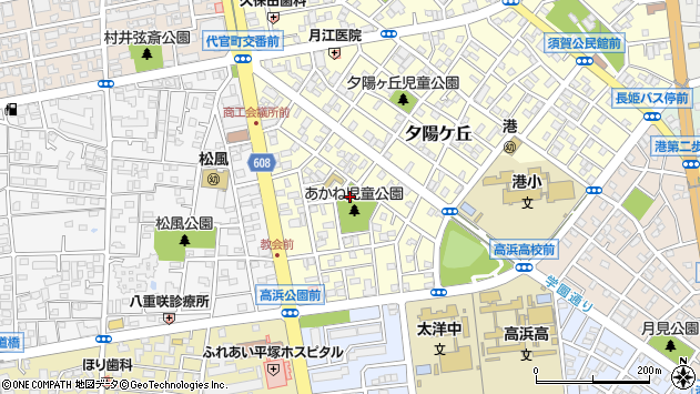 〒254-0806 神奈川県平塚市夕陽ケ丘の地図