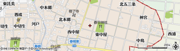 愛知県一宮市春明東中屋9周辺の地図