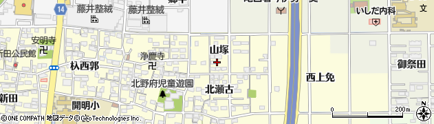愛知県一宮市開明（山塚）周辺の地図